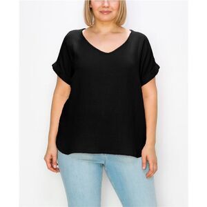 COIN 1804 Womens Gauze Tunic Blouse, Black, NWT